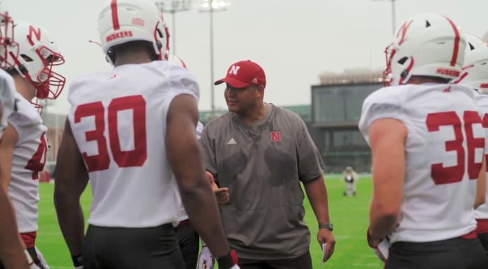Defensive coordinator Tony White 2023 Nebraska football fall camp